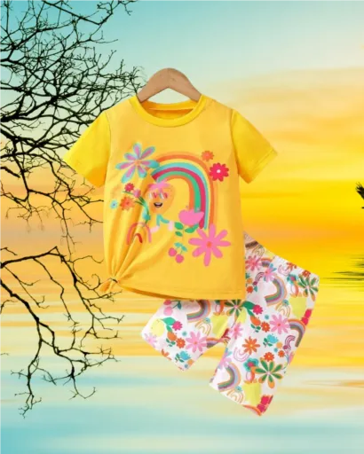 T-Shirt Set for Girls- Yellow